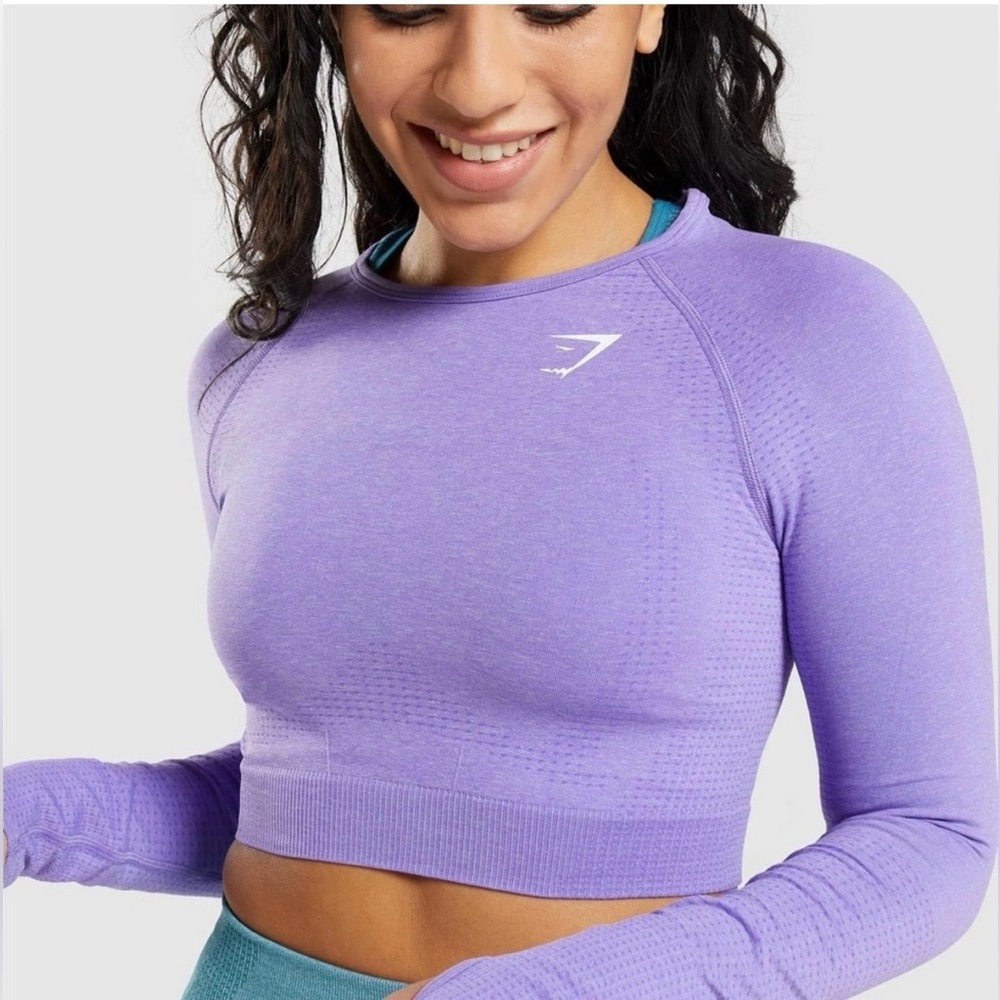 Gymshark Lavender Long Sleeve Crop Top Lightly Used!